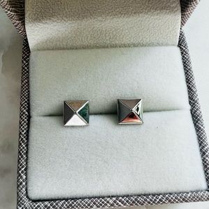 Sterling silver pyramid stud earrings
